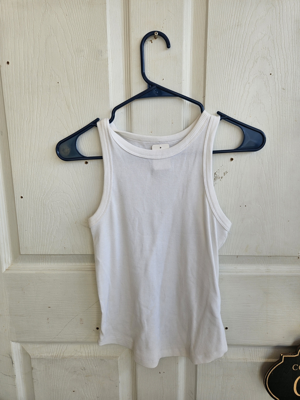 SO White Ribbed Tank Top Women's Sleeveless Crew Size Small GUC Basic Casual